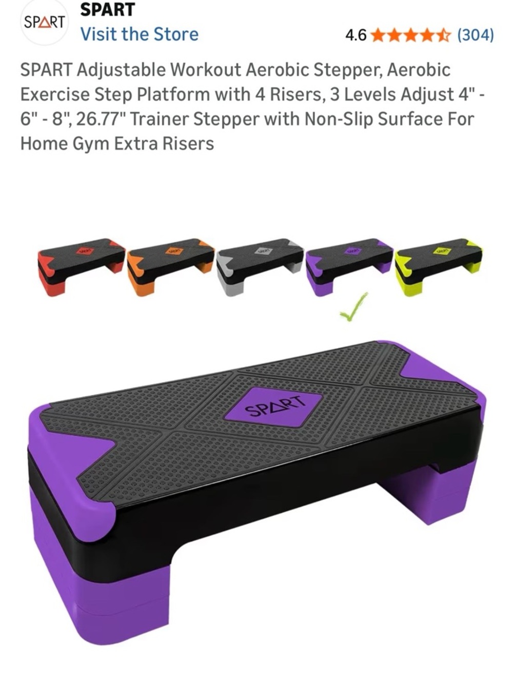 SPART Adjustable Aerobic Stepper - Black & Purple